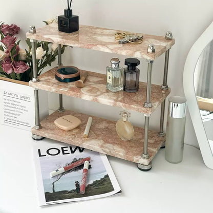 Natural Marble Multi-Tier Organizer | Vanity & Countertop Storage