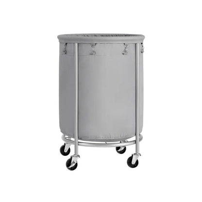 Laundry Basket with Wheels, Rolling Laundry Hamper, Round Laundry Cart with Steel Frame and Removable Bag ,Organiser