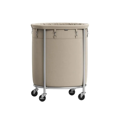 Laundry Basket with Wheels, Rolling Laundry Hamper, Round Laundry Cart with Steel Frame and Removable Bag ,Organiser